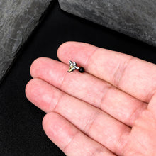 Load image into Gallery viewer, 16G 1/4 Clear Yellow Gem Black Butterfly Cartilage Tragus Earring
