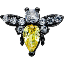 Load image into Gallery viewer, 16G 5/16 Clear Yellow Gem Black Butterfly Labret Monroe Tragus
