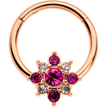 Load image into Gallery viewer, 16G 3/8 Pink Gem Rose Gold Tone Glamour Star Hinged Segment Ring
