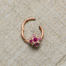 Load image into Gallery viewer, 16G 3/8 Pink Gem Rose Gold Tone Glamour Star Hinged Segment Ring
