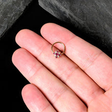 Load image into Gallery viewer, 16G 3/8 Pink Gem Rose Gold Tone Glamour Star Hinged Segment Ring
