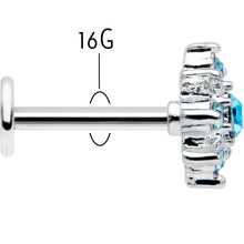 Load image into Gallery viewer, 16G 5/16 Blue Gem Stylish Snowflake Labret Monroe Tragus
