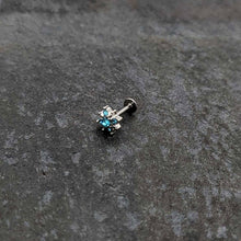 Load image into Gallery viewer, 16G 5/16 Blue Gem Stylish Snowflake Labret Monroe Tragus
