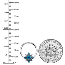 Load image into Gallery viewer, 16G 3/8 Blue Clear Gem Glamour Star Hinged Segment Ring

