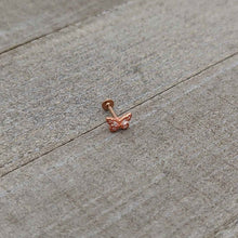 Load image into Gallery viewer, 16G 5/16 Clear Gem Rose Gold Tone Opulent Butterfly Labret Tragus
