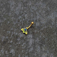 Load image into Gallery viewer, 16G 5/16 Blue Gem Gold Tone Tropic Fan Curved Eyebrow Ring
