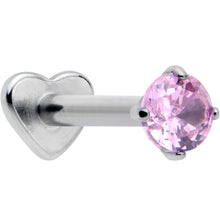 Load image into Gallery viewer, 16G 5/16 Pink CZ ASTM F-136 Implant Grade Titanium Threadless Heart End Labret
