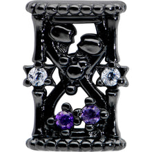 Load image into Gallery viewer, 16G 5/16 Purple Gem Black Gothic Hourglass Labret Monroe Tragus
