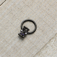 Load image into Gallery viewer, 16G 3/8 Purple Gem Black Heart Goth Hourglass Hinged Segment Ring
