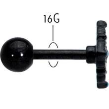 Load image into Gallery viewer, 16G 1/4 Blue Gem Black Lacy Rhombus Cartilage Tragus Earring
