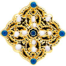 Load image into Gallery viewer, 16G 1/4 Blue Gem Gold Tone Lacy Rhombus Cartilage Tragus Earring
