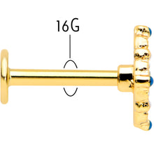 Load image into Gallery viewer, 16G 5/16 Blue Gem Gold Tone Lacy Rhombus Labret Monroe Tragus
