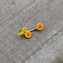 Load image into Gallery viewer, Happy Sunflower Trio Double Mount Belly Ring
