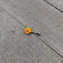 Load image into Gallery viewer, 16G 5/16 Happy Sunflower Yellow Curved Eyebrow Ring
