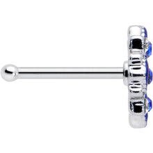 Load image into Gallery viewer, 20G 1/4 Clear Blue Gem Embellished Cross Nose Bone
