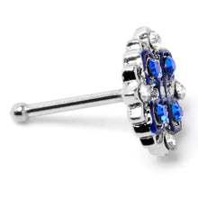 Load image into Gallery viewer, 20G 1/4 Clear Blue Gem Embellished Cross Nose Bone
