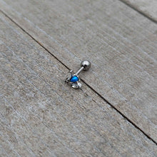 Load image into Gallery viewer, 16G 1/4 Blue Synthetic Opal Style Flower Cartilage Tragus Earring
