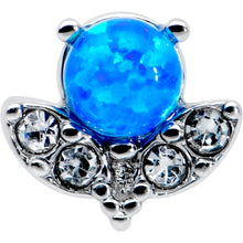 Load image into Gallery viewer, 20G 1/4 Blue Synthetic Opal Style Flower L Shape Nose Ring
