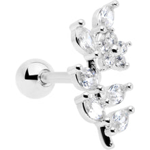 Load image into Gallery viewer, 16G 1/4 Clear CZ Gem Flower And Vine Cartilage Tragus Earring
