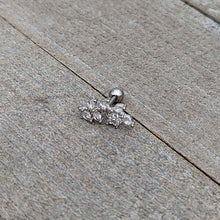 Load image into Gallery viewer, 16G 1/4 Clear CZ Gem Flower And Vine Cartilage Tragus Earring
