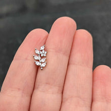 Load image into Gallery viewer, 16G 1/4 Clear CZ Gem Flower And Vine Cartilage Tragus Earring
