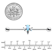 Load image into Gallery viewer, 14G White Faux Opal Style Flower Industrial Barbell 38mm
