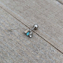 Load image into Gallery viewer, 16G 1/4 White Synthetic Opal Flower Cartilage Tragus Earring
