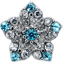 Load image into Gallery viewer, 16G 1/4 Blue Clear Gem Opulent Flower Cartilage Tragus Earring
