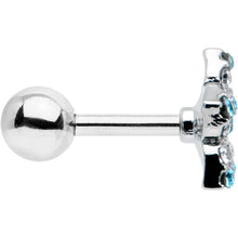 Load image into Gallery viewer, 16G 1/4 Blue Clear Gem Opulent Flower Cartilage Tragus Earring
