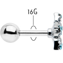 Load image into Gallery viewer, 16G 1/4 Blue Clear Gem Opulent Flower Cartilage Tragus Earring
