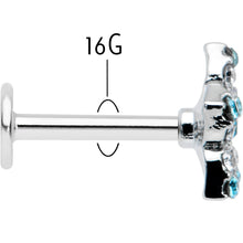 Load image into Gallery viewer, 16G 5/16 Clear Blue Gem Opulent Flower Labret Monroe Tragus
