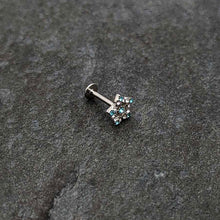 Load image into Gallery viewer, 16G 5/16 Clear Blue Gem Opulent Flower Labret Monroe Tragus
