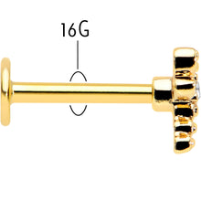 Load image into Gallery viewer, 16G 5/16 Clear Gem Gold Hue Flying Dragonfly Labret Monroe Tragus
