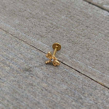 Load image into Gallery viewer, 16G 5/16 Clear Gem Gold Hue Flying Dragonfly Labret Monroe Tragus
