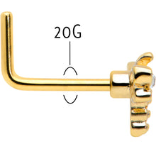 Load image into Gallery viewer, 20G 7mm Clear Gem Gold Tone Flying Dragonfly L Shape Nose Ring
