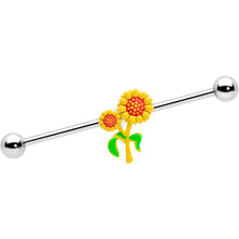 Load image into Gallery viewer, 14G Happy Sunflower Duo Industrial Barbell 38mm
