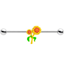 Load image into Gallery viewer, 14G Happy Sunflower Duo Industrial Barbell 38mm

