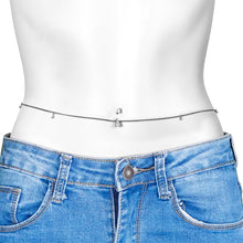 Load image into Gallery viewer, Clear Gem Double Drop Double Mount Belly Ring Belly Chain
