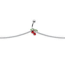 Load image into Gallery viewer, Red Green Gem Cheery Cherries Fruit Belly Ring Belly Chain
