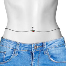 Load image into Gallery viewer, Red Green Gem Cheery Cherries Fruit Belly Ring Belly Chain
