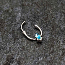 Load image into Gallery viewer, 16G 5/16 Blue Gem Deco Oval Cartilage Clicker

