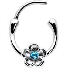 Load image into Gallery viewer, 16G 5/16 Blue Gem Sweetheart Flower Cartilage Clicker
