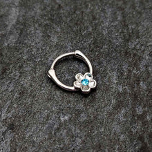 Load image into Gallery viewer, 16G 5/16 Blue Gem Sweetheart Flower Cartilage Clicker
