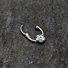 Load image into Gallery viewer, 16G 5/16 Blue Gem Sweetheart Flower Cartilage Clicker
