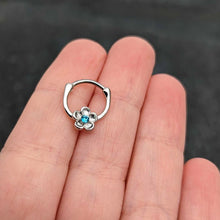 Load image into Gallery viewer, 16G 5/16 Blue Gem Sweetheart Flower Cartilage Clicker
