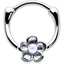 Load image into Gallery viewer, 16G 5/16 White Faux Opal Sweetheart Flower Cartilage Clicker
