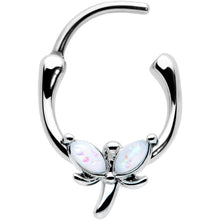 Load image into Gallery viewer, 16G 5/16 White Faux Opal Simple Style Dragonfly Cartilage Clicker
