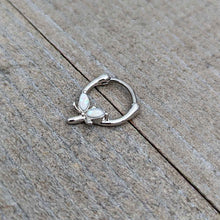 Load image into Gallery viewer, 16G 5/16 White Faux Opal Simple Style Dragonfly Cartilage Clicker
