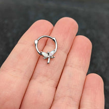 Load image into Gallery viewer, 16G 5/16 White Faux Opal Simple Style Dragonfly Cartilage Clicker
