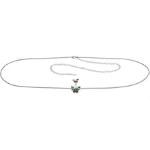 Load image into Gallery viewer, Rainbow Gem Butterfly Beauties Double Mount Belly Ring Belly Chain
